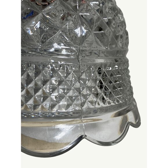 Clear Cut Glass Pedestal Bowl 8" across 7" Tall, Scalloped Edge Vintage - Picture 9 of 14